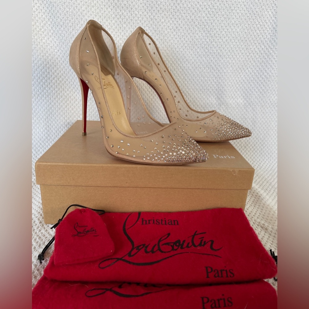 Louboutin Follies Strass Suede Lame